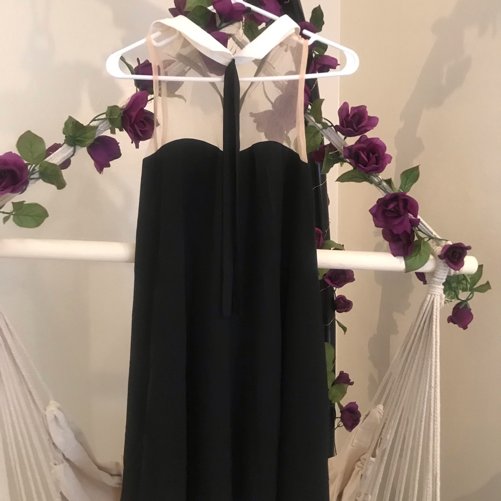 Black dress with mesh top + white collar